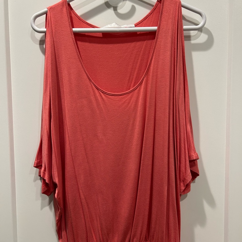 Lola & Sophie Women's Coral Cold-Shoulder Top